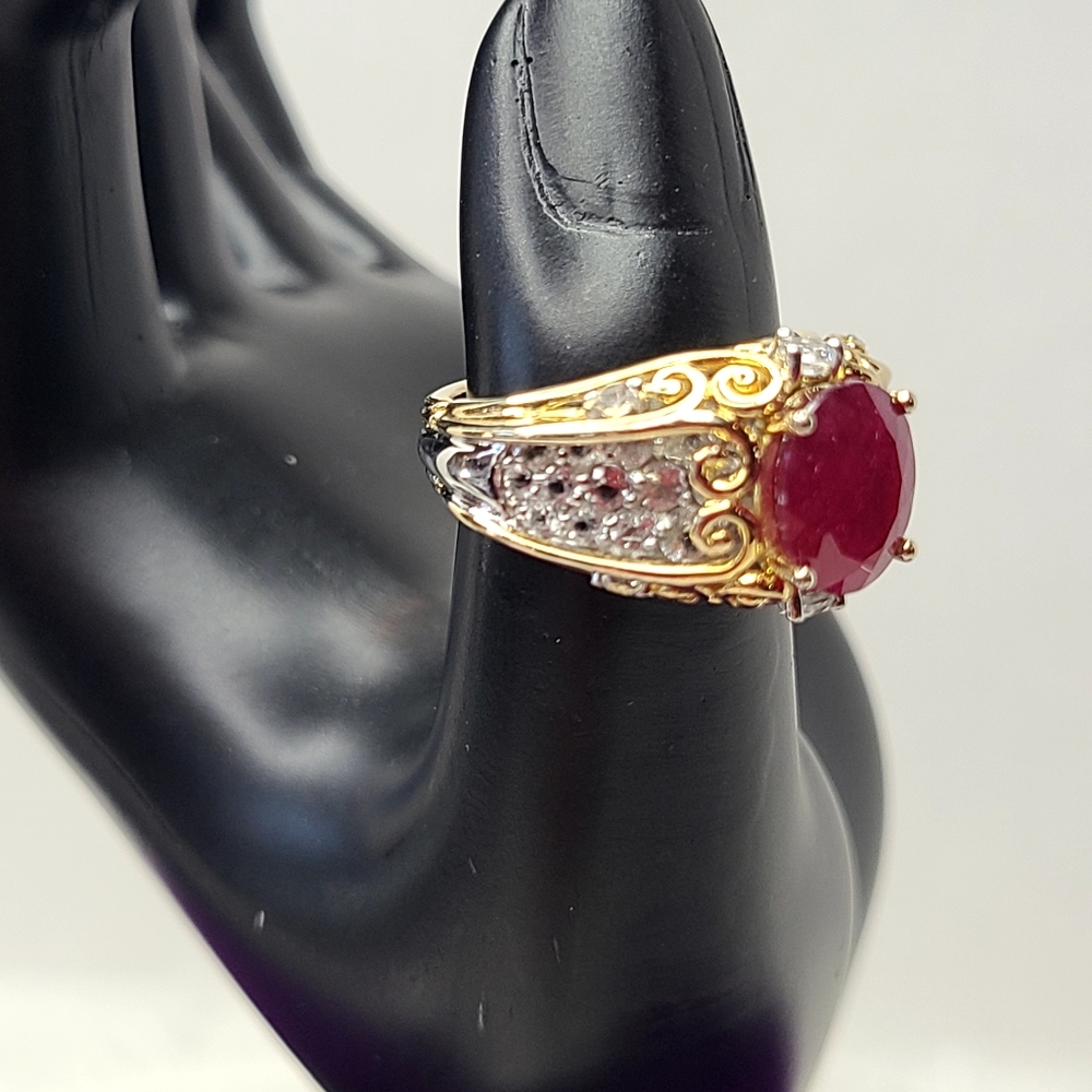 Sterling Silver Vermeil Ruby Ring - image 2